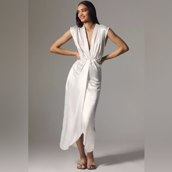 Cream Satin Maxi Dress - Picture 11 of 12